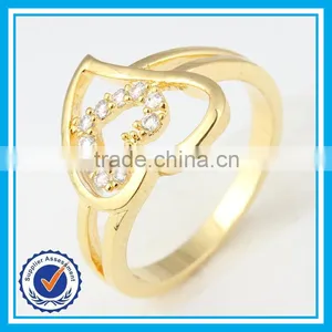 Factory Direct Sale Plated Gold Zircon Heart-shaped Metal Rings thumbnail-3