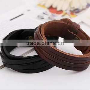 Mens Genuine Leather Wrap Bracelet Fashion Wristband Cuff Bracelet Womens Bangle thumbnail-3