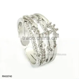 New Five-pointed Star Copper Zircon Diamond Ring For Girls thumbnail-3