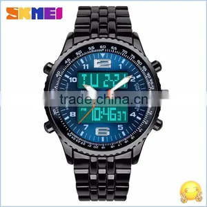 30M Water Resistant Skmei New Black Metal Cheap LED Watches For Men thumbnail-4