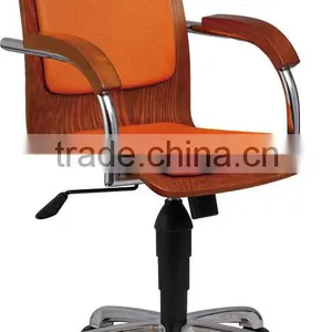 Mahogany Color Bentwood Black Pvc With Solid Wood Arm Meeting Chrome Office Chair Conference Swivel Chair B37-Y08 thumbnail-2
