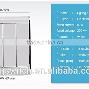 UK Standard Simple Style Four Gang Light Switch Plates Wholesale thumbnail-2