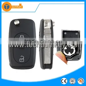 Round Head 3 Button Flip Remote Key With 1616 Battery Place and Logo Car Remote Key Cover Shell for vw Jetta Bora Polo Touareg thumbnail-1
