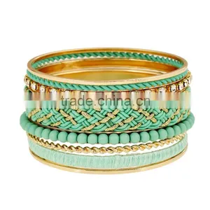 Fashion Full Pearl Rhinestone Open Wide Bracelet Lady Alloy Cuff Bangles thumbnail-4