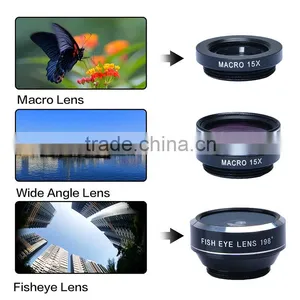 Hot!!Universal 3 in 1 Clip Lens Wide Angle+Fisheye+Macro Set Camera Lens for Smartphone thumbnail-2