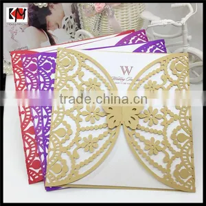High-end Laser Cut Wedding Invitation Card With Bowknot Wholesale thumbnail-1
