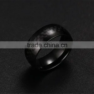 R-127 8mm Genuine Titanium Men's Ring Carbon Fiber Rings/ Carbon Fiber Steel Ring thumbnail-3