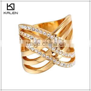 24k Gold Plated Ladies Finger Diamond Ring Design for Couples thumbnail-1