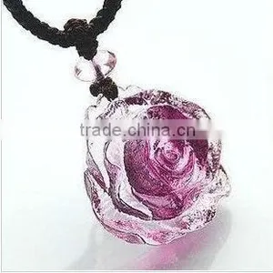Beautiful Lady Love Crystal Glass Rose Necklace thumbnail-1