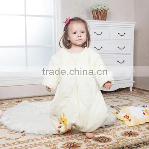 100% Cotton Anti Kicking Infant Child Foot Sleeping Bag Thick Filling for Autumn and Winter Yellow Style thumbnail-3