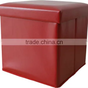 15"X15"X15" OTTOMAN IN PU-RED thumbnail-1