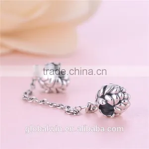 Rubber Stopper Safty Chain Wholesale Engravable Custom Charms 925 Silver Beads Charm thumbnail-5