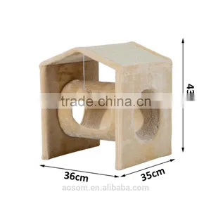 Pawhut Cat Tree Cat Play House Activity Center W/Toy-Cream thumbnail-5