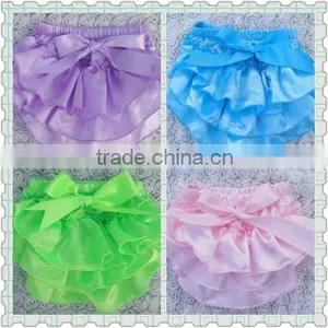 High Quality Cheap Baby Girls Stain Bloomer , Wholesale Various Style Infant Ruffle Bloomer With Bow Design thumbnail-2