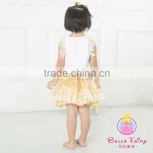 Best Selling Gold Baby Dress Pictures,girl Dresses With Bow,children Summer Flow Wholesale Lace Baby Dress thumbnail-6
