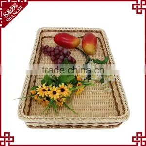 Environmently Supermarket Plastic Synthetic Rattan Fruit Display Tray thumbnail-2