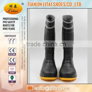 Black PVC Safety Boots Gumboots Wellington Boots With Relective Tape thumbnail-2