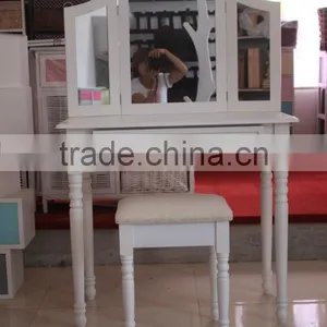 Black Vintage Dresser With Mirror and Stool French Style thumbnail-6
