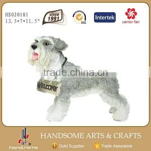 13.5 Inch Resin Realistic Animal Home Decoration Welcome Dog Statue thumbnail-1