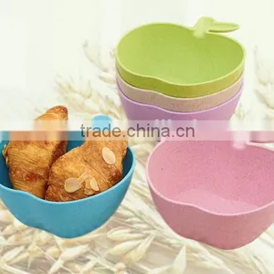Apple Shaped Wheat Straw Bowl Eco-friendly Plastic Bowl for Children thumbnail-1