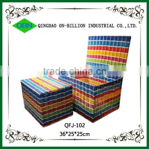 Set of 2 Woven Plastic Storage Container thumbnail-1