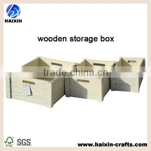 Rectangular Wooden Storage Box Bin Set of 3 thumbnail-1