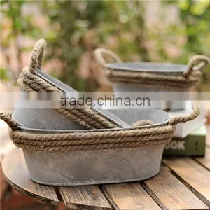 Hot Sales Garden Zinc Flower Pot Metal Planter With String Handle thumbnail-2