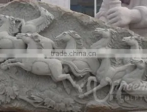 Garden Decoration Marble Stone Carving Animal Horse Relief Wall Art thumbnail-1
