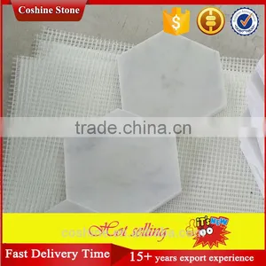 Polished White Carrara Marble Coasters Hexagon Tiles thumbnail-2