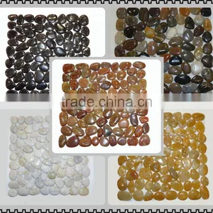 White Polished Natural River Pebble Mosaic thumbnail-1