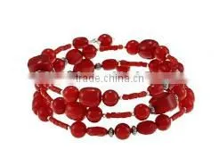 7" Adjustable 7mm Red Round Coral Custom Wholesale Friendship Bracelets thumbnail-1