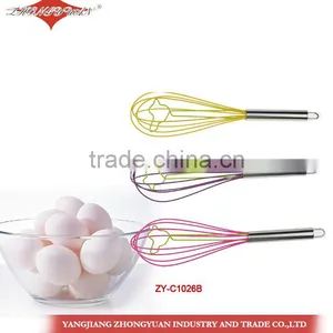 12-inch Colorful Silicone Coated Wires Egg Whisk With Stainless Steel Handle thumbnail-1