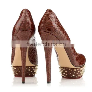 Wholesale China Factory Snake Leather Platform High Heel Women Dress Shoes thumbnail-3