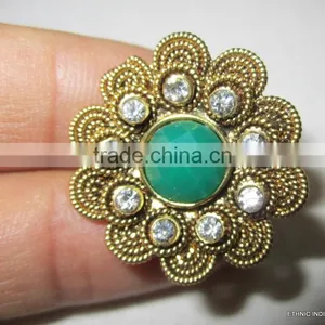 POLKI GOLD TONE COCKTAIL FINGER Ring thumbnail-2
