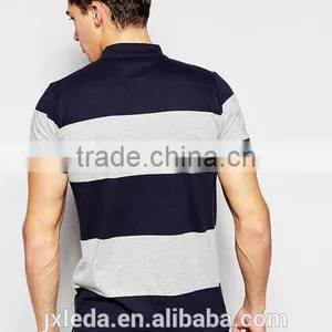 Factory Wholesale 100% Cotton Jersey Wide Stripe Men Polo Shirt Custom Your Own Logo thumbnail-2