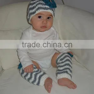 Newborn Toddlers Winter Clothes Floral Pattern Knitted Hats With Leg Warmer Outfits For Baby thumbnail-3