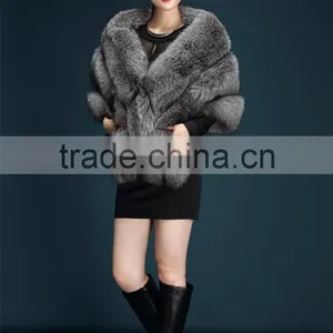 Girl Women's Faux Fur Collar Shawl Grey Color Soft Imitated Fox Fur Scarves Sexy Lady's Winter Fashion Large Shawl Fpc-468 thumbnail-3