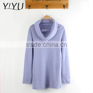 Casual Long Pattern Women Cashmere Grey Turtleneck Pullover Sweater thumbnail-6