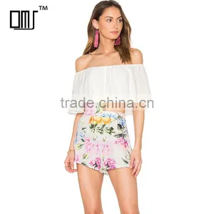 Custom Print Shorts and off the Shoulder Blouse Factory Connection Clothing thumbnail-1
