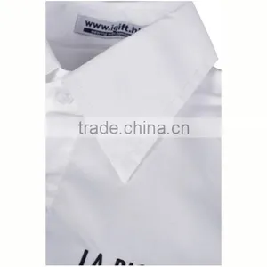 Wrinkle Free CVC Fabric Custom Designer Logo Printing for Men White Short Sleeve Shirt thumbnail-5