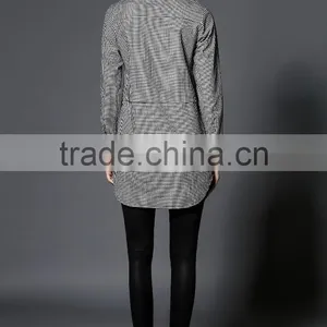 2017 New Design Simple Lattice Blouse OEM Service Guangzhou Cheap Wholesale thumbnail-5