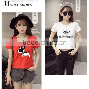 Joker Lady T-shirt Female Students the New Summer 2017 Han Edition Women's Short Sleeve T-shirt Letter Brief Paragraph Smock thumbnail-1