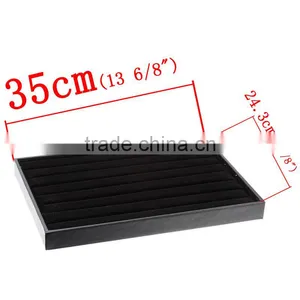 Velvet Rings Jewelry Display Show Case Black 35cm x 24.3cm(13 6/8"x9 5/8"),1Piece,Jewelry thumbnail-1
