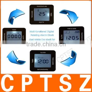 Multi-functional Digital 4 Sided Rotating Alarm Clock Timer Calendar Display Time Date Temperature thumbnail-5