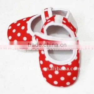 Baby Red White Polka Dots Crib Shoes thumbnail-1