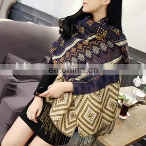 Ton Tone Pattern Black Tassels Texture Scarves Women Grid Tartan Fashion Neck Warmer thumbnail-4