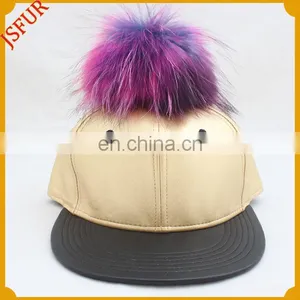 Luxury Gold Four Colour Spring Hat Raccoon Pompom Fur Pompom Cap thumbnail-2