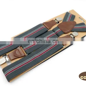 2017 Yiwu Longkang Strong High-end Elastic Striped Ribbons 3 Clips Mens Work Suspenders thumbnail-3