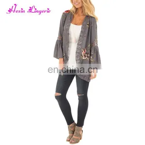 High Quality Kimono Lace Patchwork Cover Up Chiffon Long Women 2017 Bulk Cardigans thumbnail-1