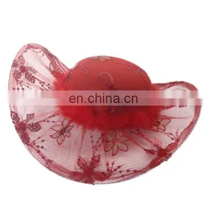 MCH-2251 Fashion Cheap Wholesale Ladies Various Party Wide Warping Brim Floppy Gauze Hat With Pattern thumbnail-1